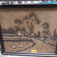 Schilderij landschap met zwanen – kavel bij BOPA Auctions, Hooglede
