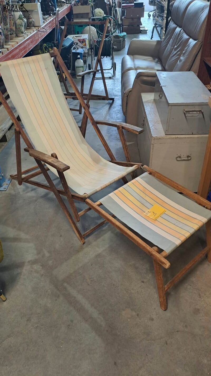 Vintage strandstoelen - 2 stuks + 1 voetensteun – foto 2 – kavel bij BOPA Auctions, Aarsele