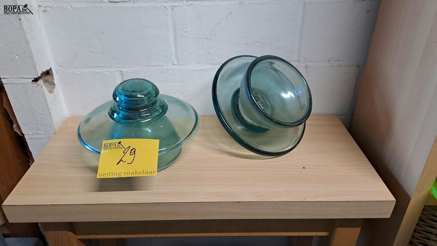 Glas isolator voor hoogspanningsleidingen, oude VHT22T, zeer – foto 2 – kavel bij BOPA Auctions, Aarsele