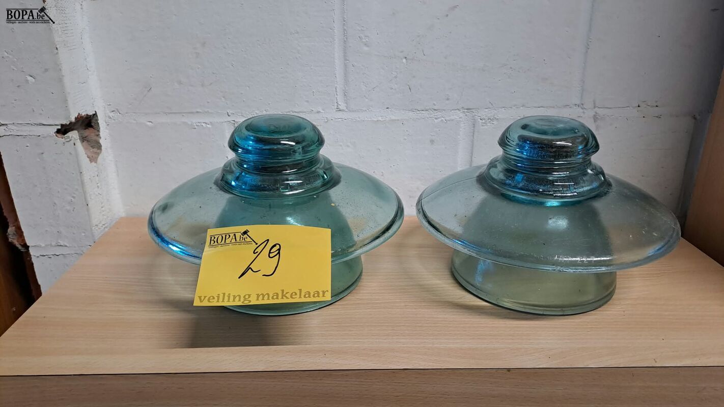 Glas isolator voor hoogspanningsleidingen, oude VHT22T, zeer – foto 3 – kavel bij BOPA Auctions, Aarsele