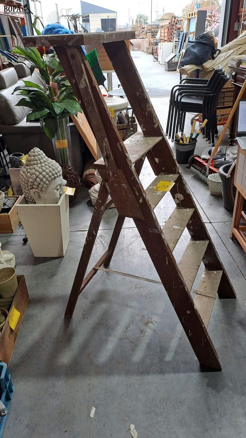 Schildersladder in hout decoratief – foto 2 – kavel bij BOPA Auctions, Aarsele
