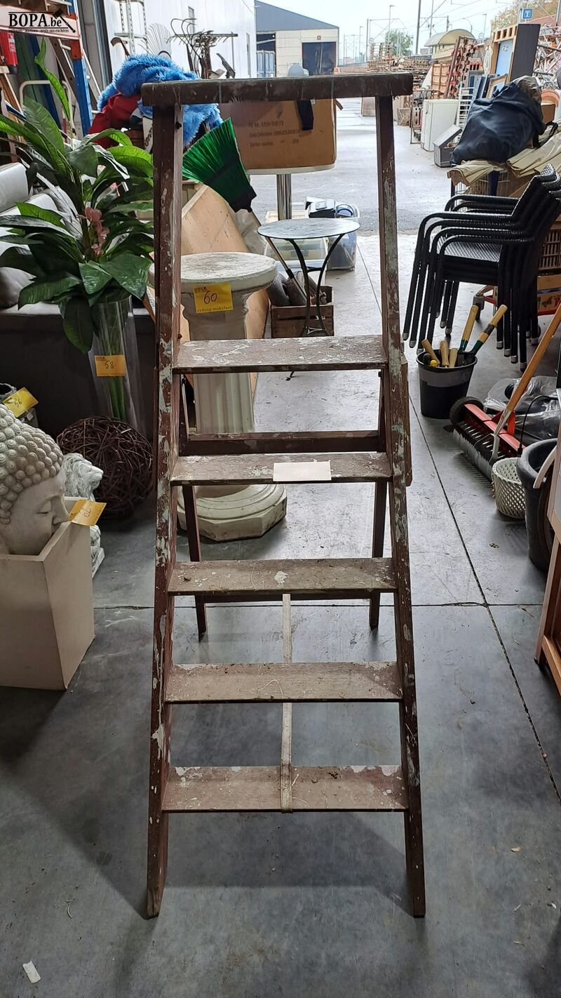 Schildersladder in hout decoratief – foto 4 – kavel bij BOPA Auctions, Aarsele