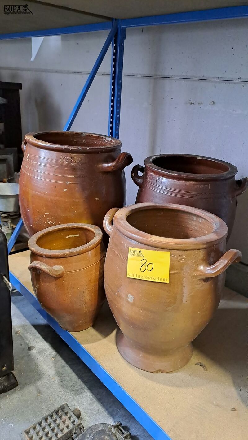 Antieken Keulse potten in geglazuurd aardewerk - 4 stuks – foto 2 – kavel bij BOPA Auctions, Aarsele