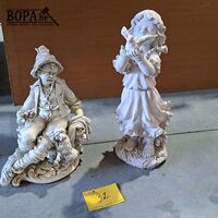 Decoratieve tuinbeelden - 2 stuks -jongen met hond, meisje m – kavel bij BOPA Auctions, Aarsele