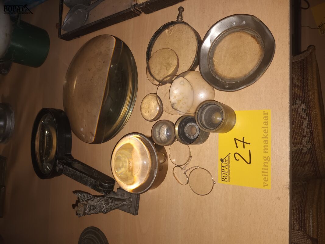Antieke lenzen en knijpbril. 13 stuks – foto 2 – kavel bij BOPA Auctions, Ieper