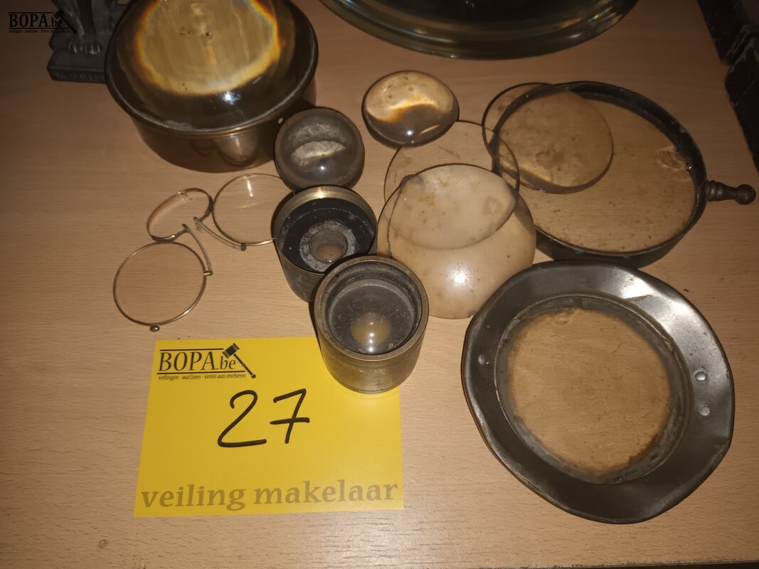 Antieke lenzen en knijpbril. 13 stuks – foto 4 – kavel bij BOPA Auctions, Ieper