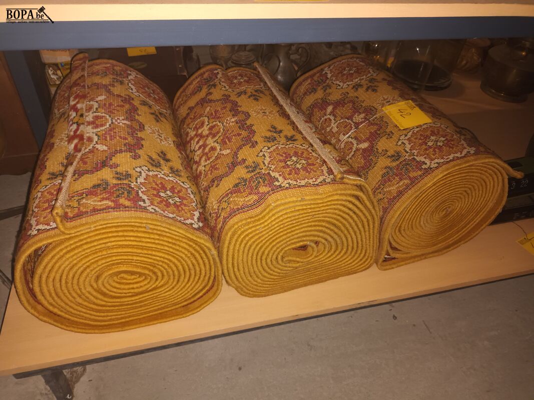 Vintage rollen tapijt. 3 stuks – foto 2 – kavel bij BOPA Auctions, Ieper