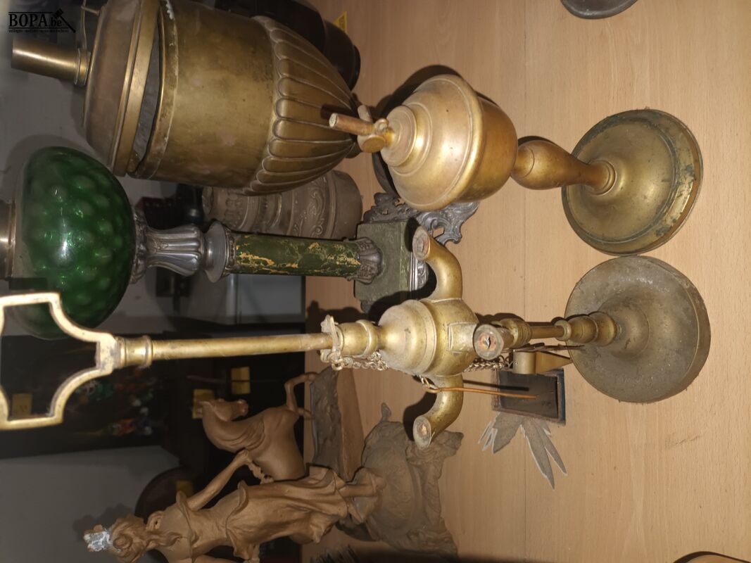 Antieke koperen olielampen. 2 stuks – foto 3 – kavel bij BOPA Auctions, Ieper