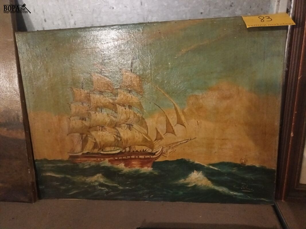 Schilderij van zeilschip – foto 2 – kavel bij BOPA Auctions, Ieper