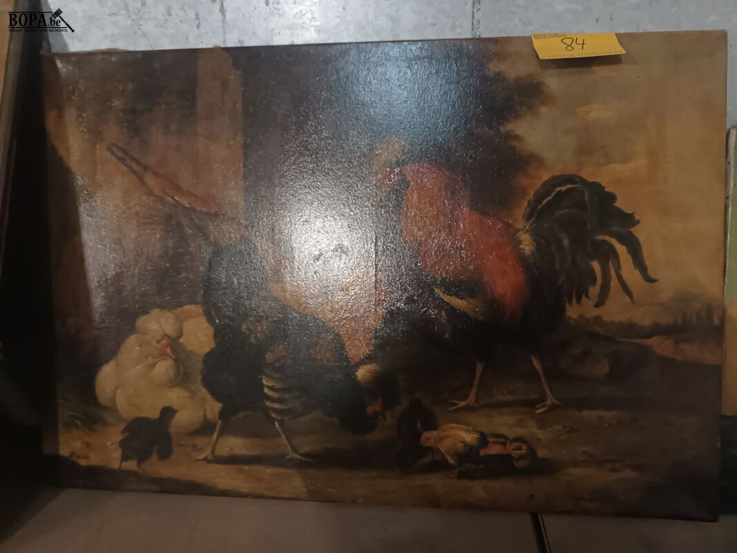 Schilderij hoenderen – foto 2 – kavel bij BOPA Auctions, Ieper