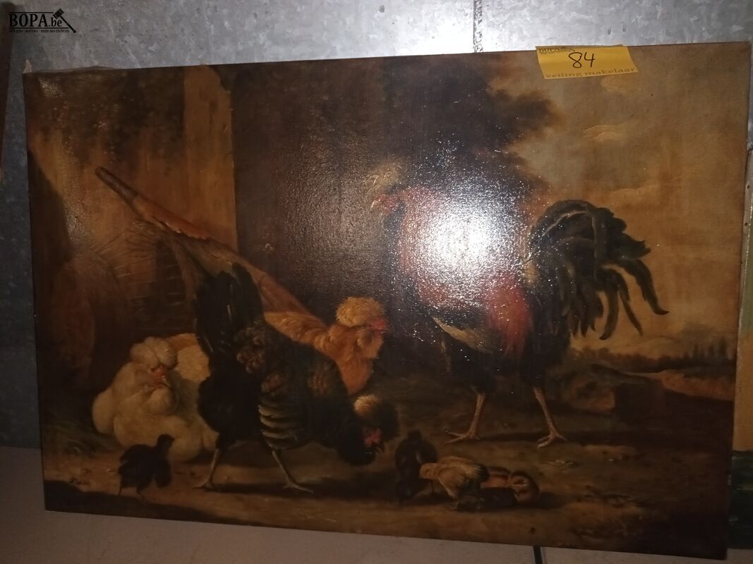 Schilderij hoenderen – foto 3 – kavel bij BOPA Auctions, Ieper