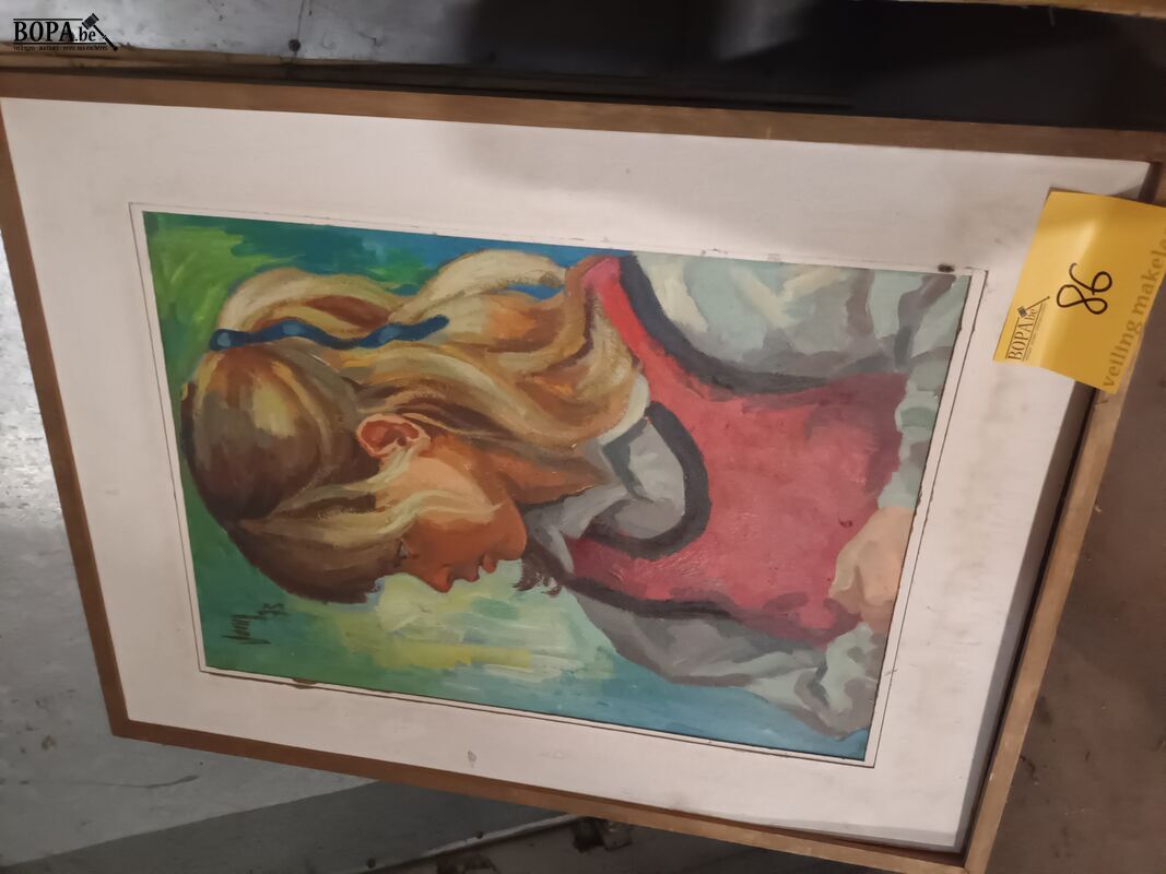 Schilderij van kind in kader – foto 2 – kavel bij BOPA Auctions, Ieper