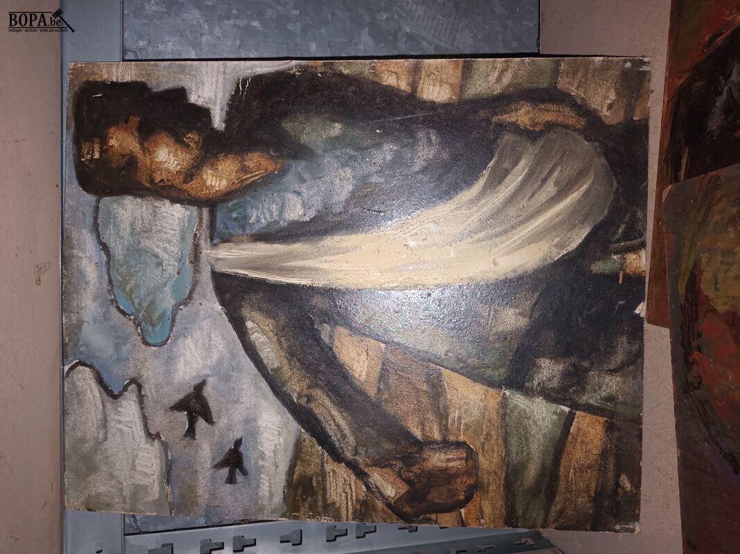 Schilderij op plank. 4 stuks – foto 3 – kavel bij BOPA Auctions, Ieper