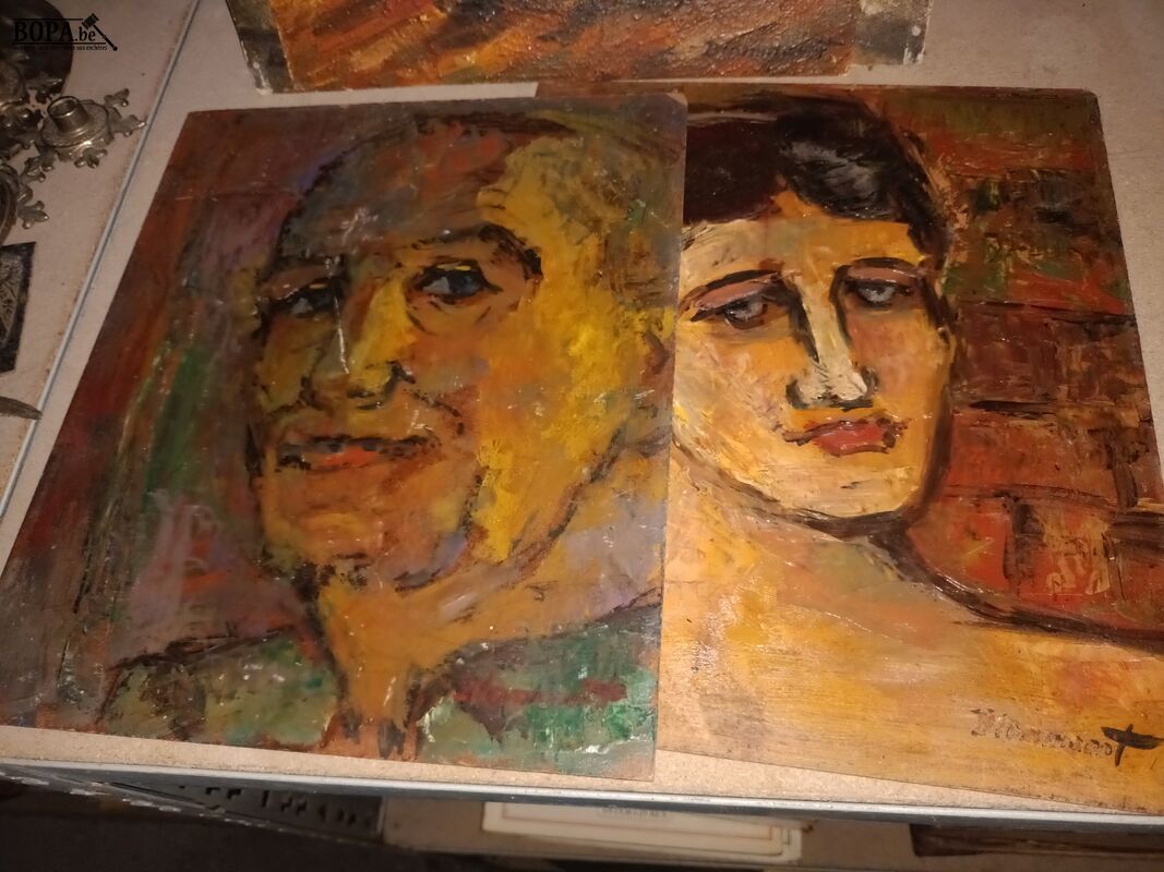 Schilderij op plank. 4 stuks – foto 4 – kavel bij BOPA Auctions, Ieper