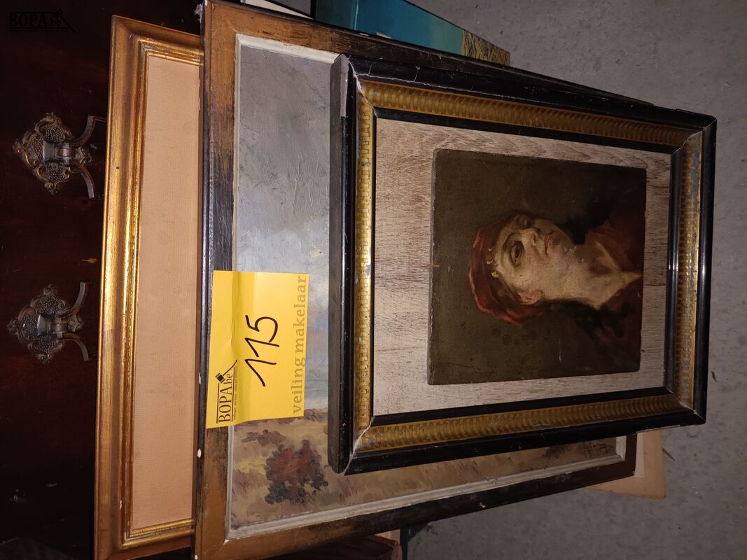 Schilderijen en tekeningen. 9 stuks – foto 2 – kavel bij BOPA Auctions, Ieper