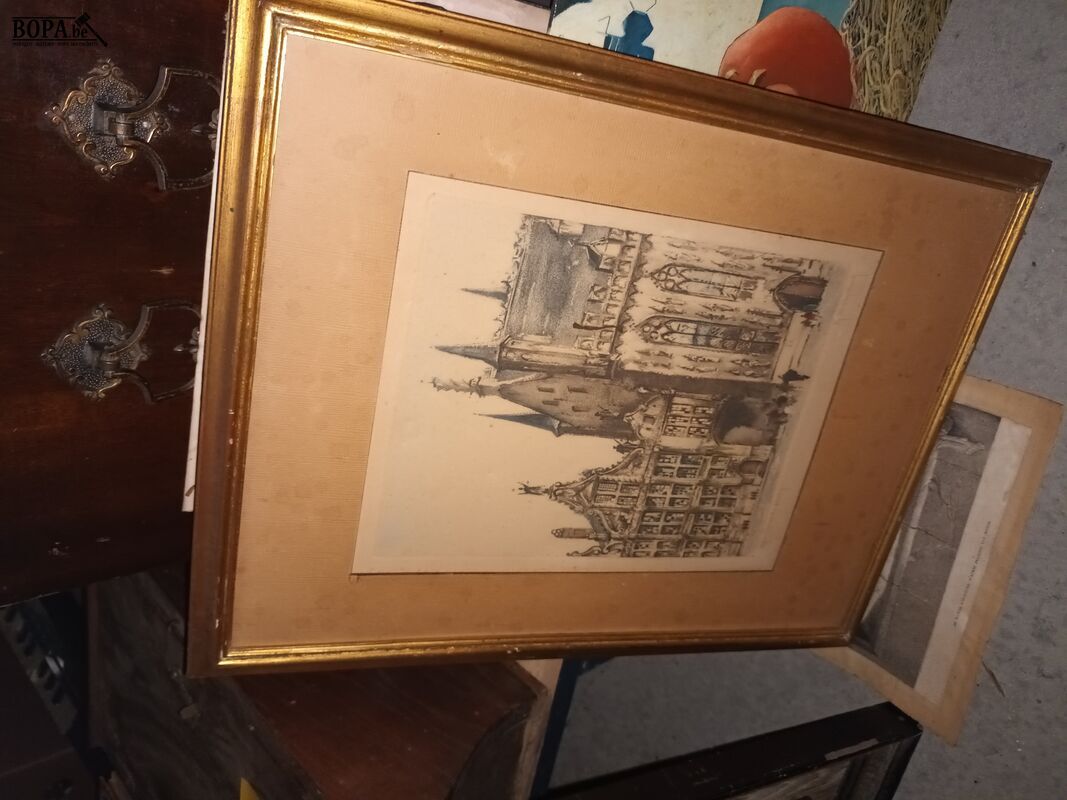 Schilderijen en tekeningen. 9 stuks – foto 4 – kavel bij BOPA Auctions, Ieper