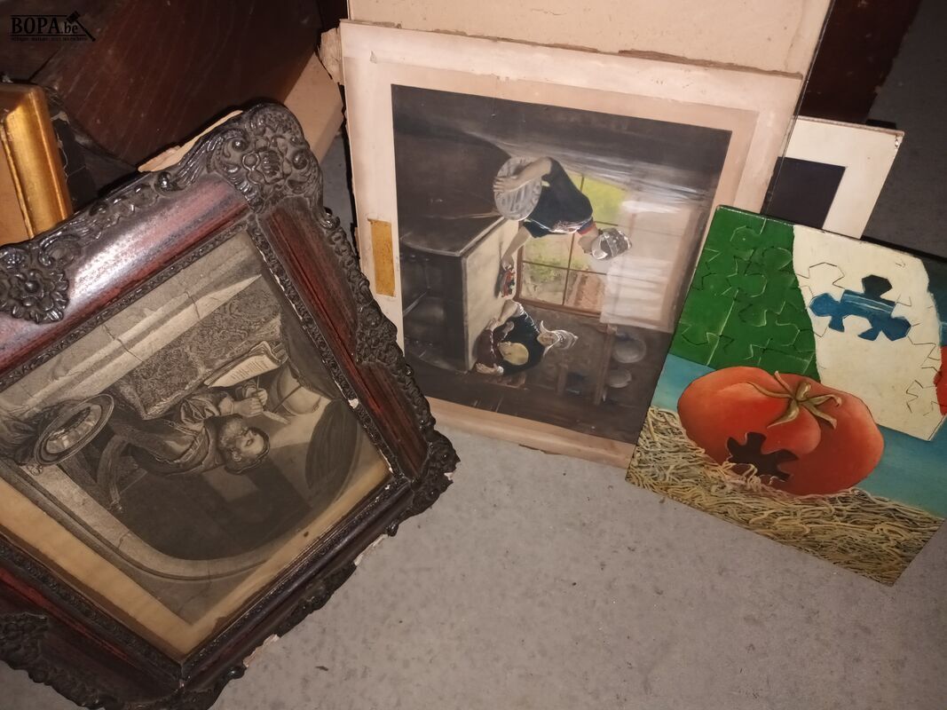 Schilderijen en tekeningen. 9 stuks – foto 5 – kavel bij BOPA Auctions, Ieper