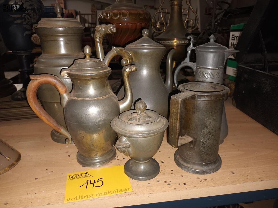 Tinnen kannen. 6 stuks – foto 2 – kavel bij BOPA Auctions, Ieper