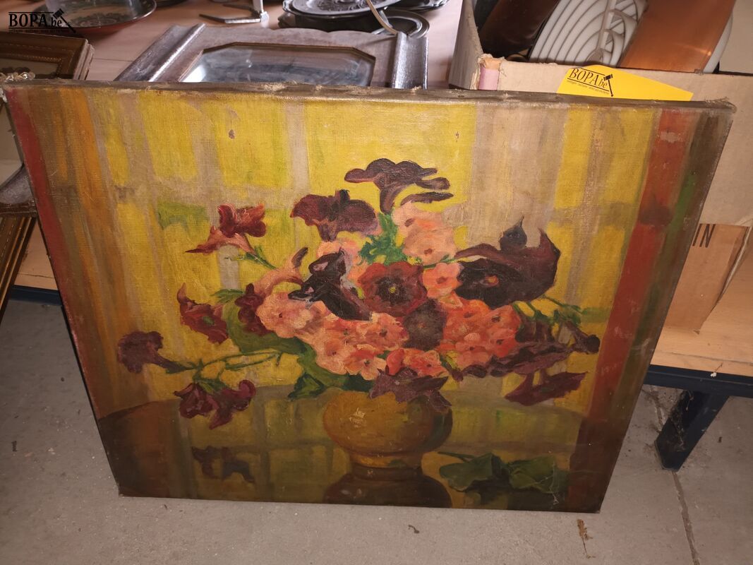 Schilderijen met bloemen. 4 stuks – foto 3 – kavel bij BOPA Auctions, Ieper