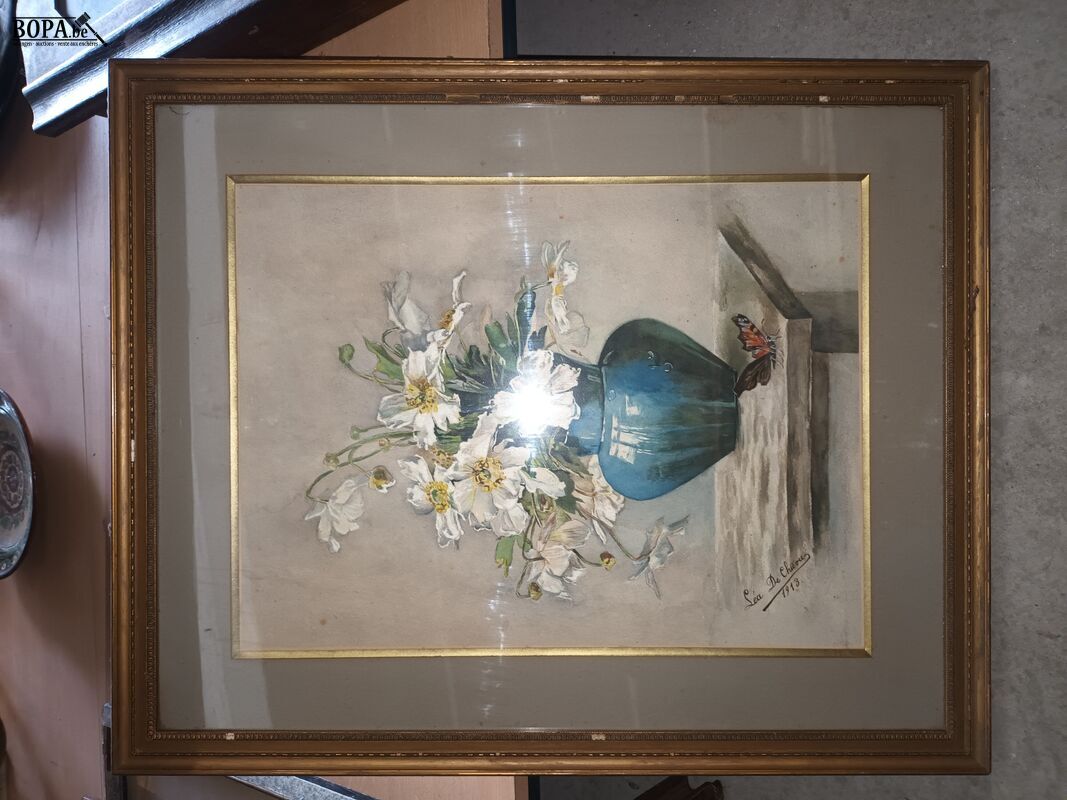 Schilderijen met bloemen. 4 stuks – foto 4 – kavel bij BOPA Auctions, Ieper