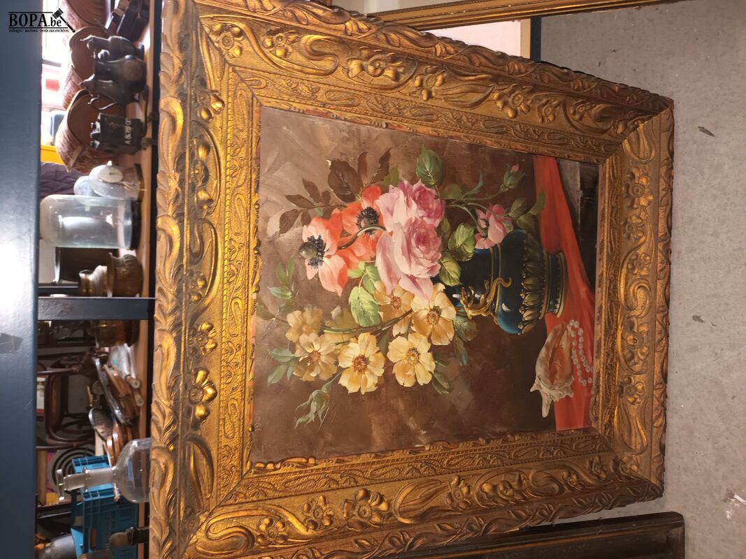 Schilderijen met bloemen. 4 stuks – foto 5 – kavel bij BOPA Auctions, Ieper