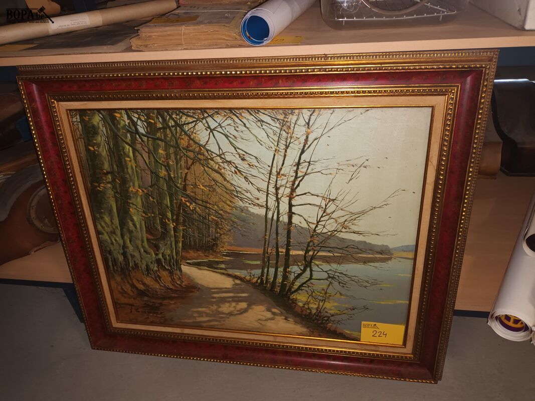 Schilderij bos aan waterkant – foto 2 – kavel bij BOPA Auctions, Ieper