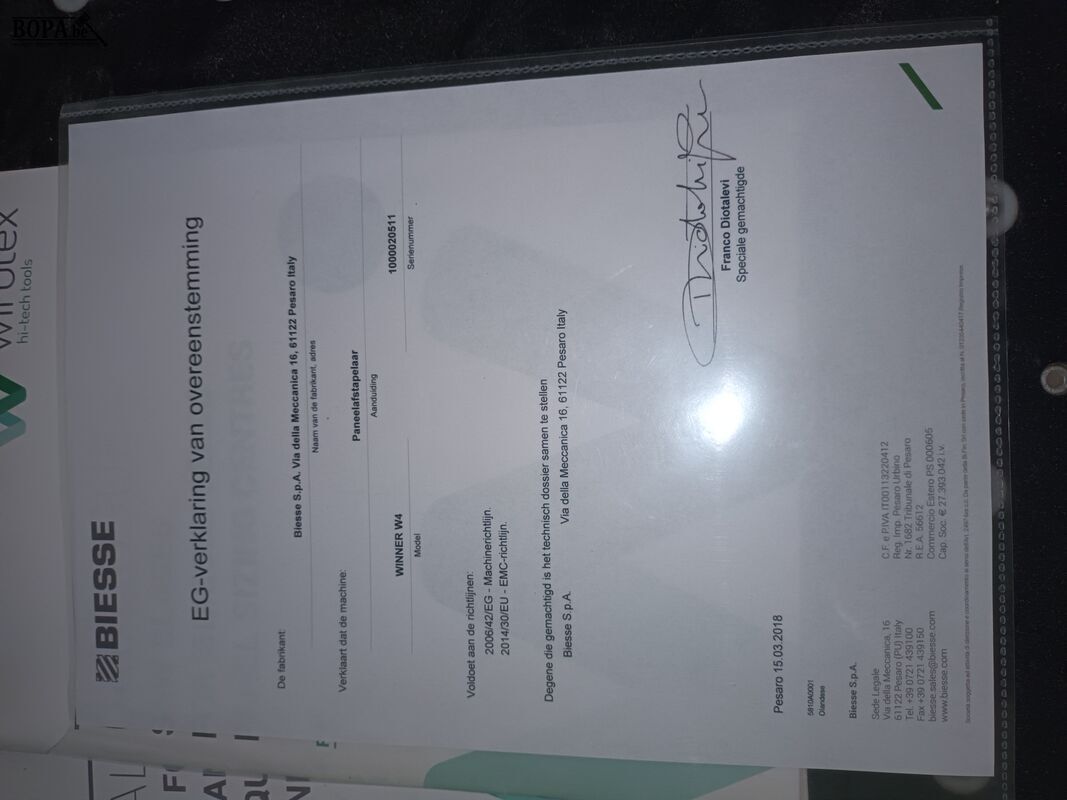 Biesse Winner W4 terugloopband – foto 7 – kavel bij BOPA Auctions, Poperinge