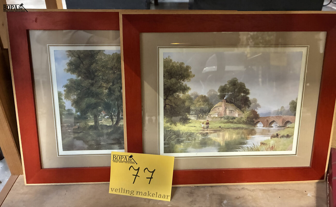 Ingelijste landschapsschilderijen - 2 stuks – foto 2 – kavel bij BOPA Auctions, Oekene