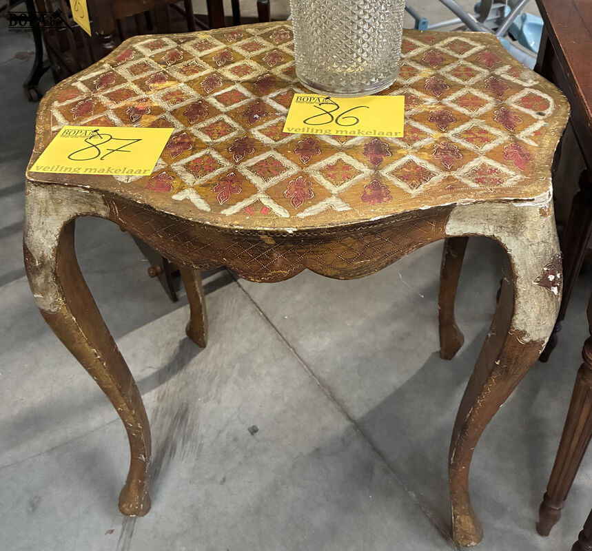 Vintage Italiaanse Florentijnse houten bijzettafel – foto 2 – kavel bij BOPA Auctions, Oekene