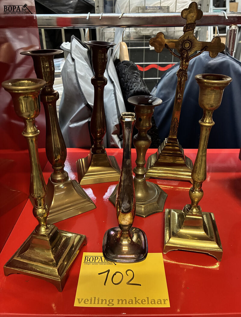 Antieke messing kandelaars – foto 2 – kavel bij BOPA Auctions, Oekene