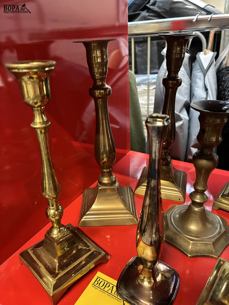 Antieke messing kandelaars – foto 3 – kavel bij BOPA Auctions, Oekene