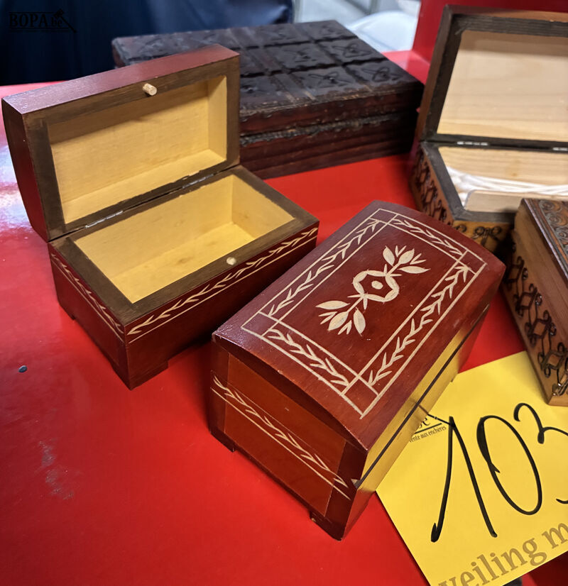 Vintage en antieke houten doosjes - 5 stuks – foto 3 – kavel bij BOPA Auctions, Oekene
