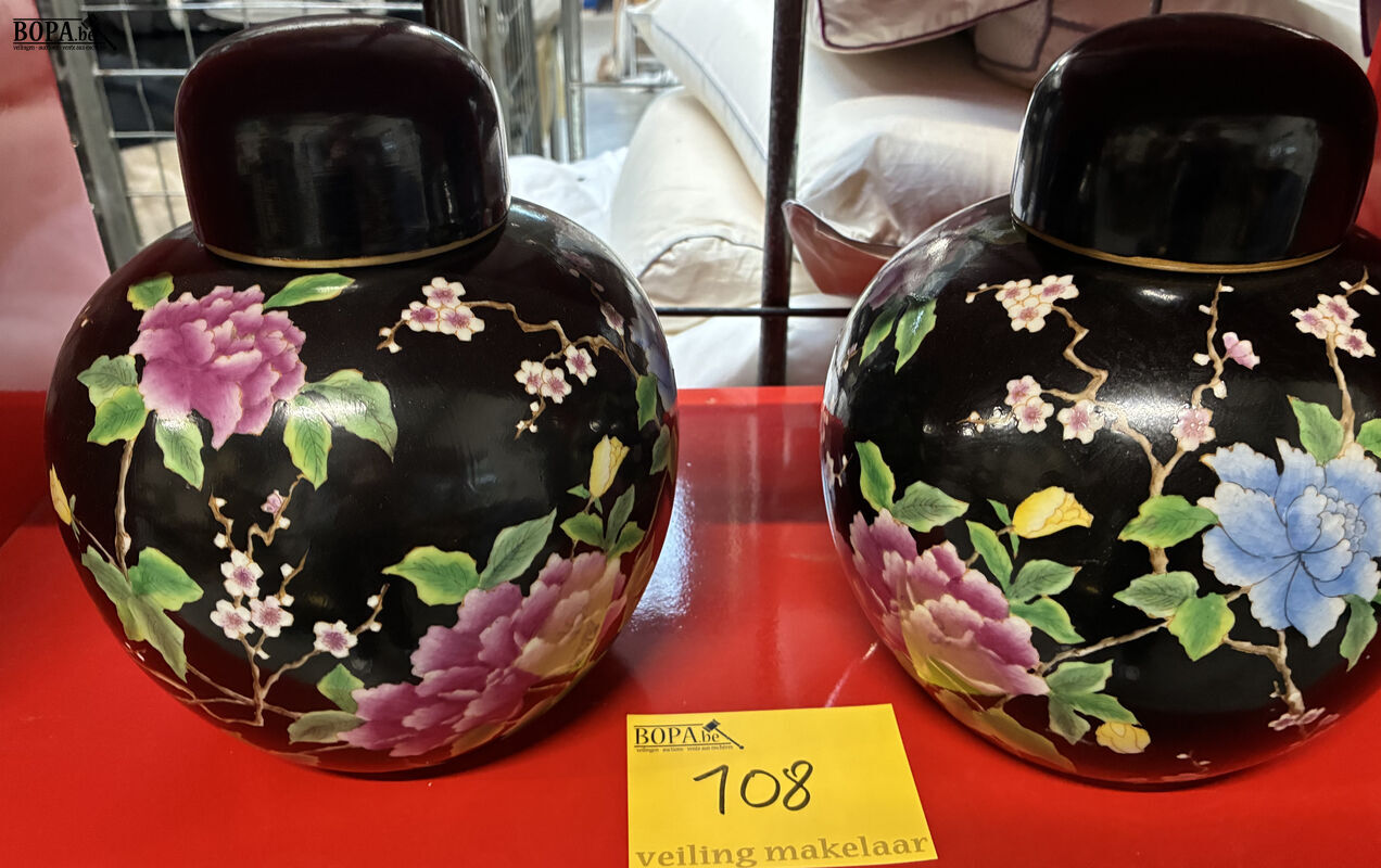 Koppel vintage Chinese porseleinen gemberpotten – foto 2 – kavel bij BOPA Auctions, Oekene
