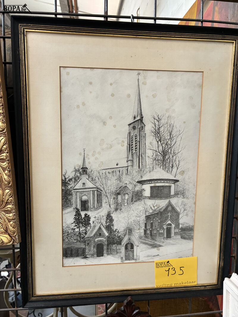 Gedetailleerde zwart-wit pentekening - get – foto 2 – kavel bij BOPA Auctions, Oekene