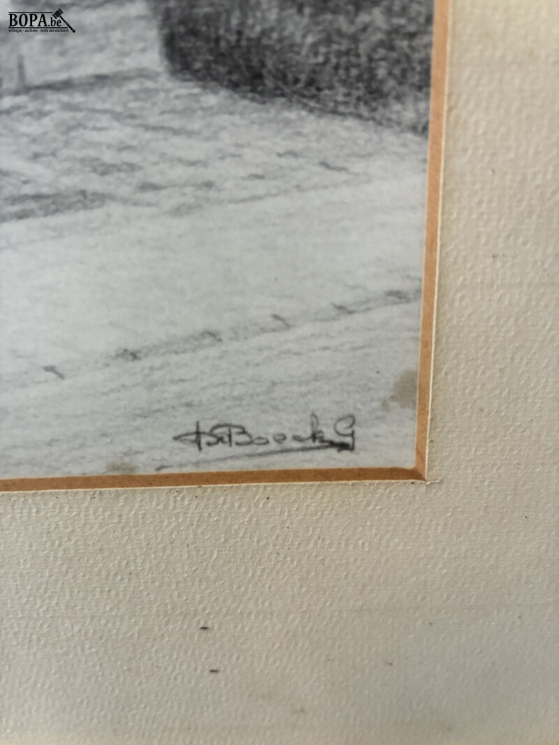 Gedetailleerde zwart-wit pentekening - get – foto 4 – kavel bij BOPA Auctions, Oekene