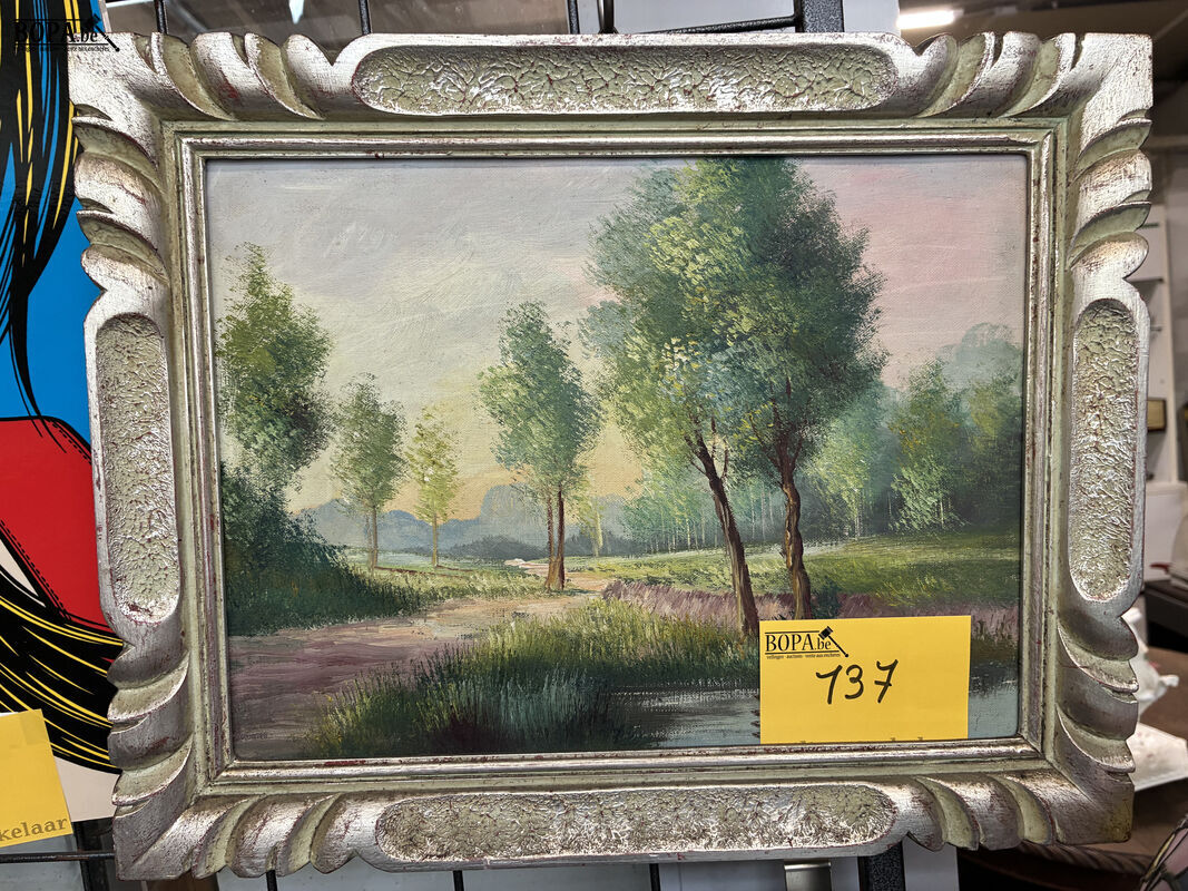 Landschapsschilderij in olieverf op canvas - get – foto 2 – kavel bij BOPA Auctions, Oekene