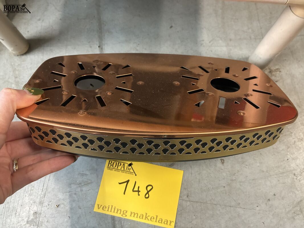 Vintage koperkleurige rechaud/warmhoudplaat – foto 3 – kavel bij BOPA Auctions, Oekene