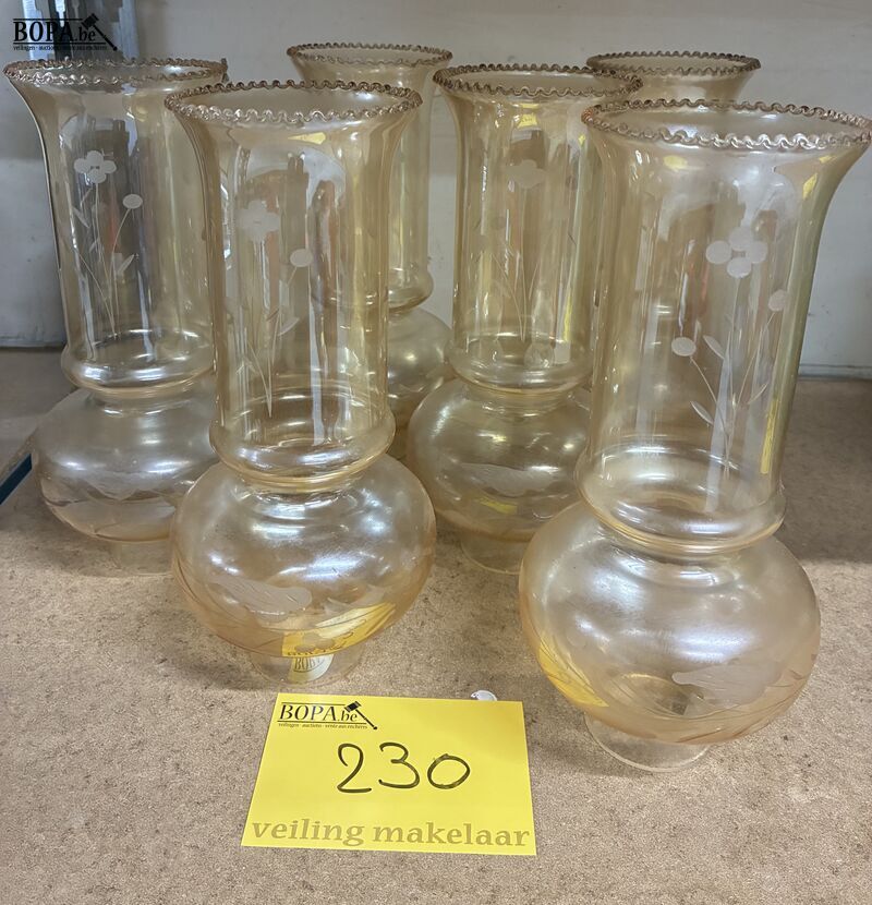 Retro glazen opzetstukken luster - 6 stuks – foto 2 – kavel bij BOPA Auctions, Oekene