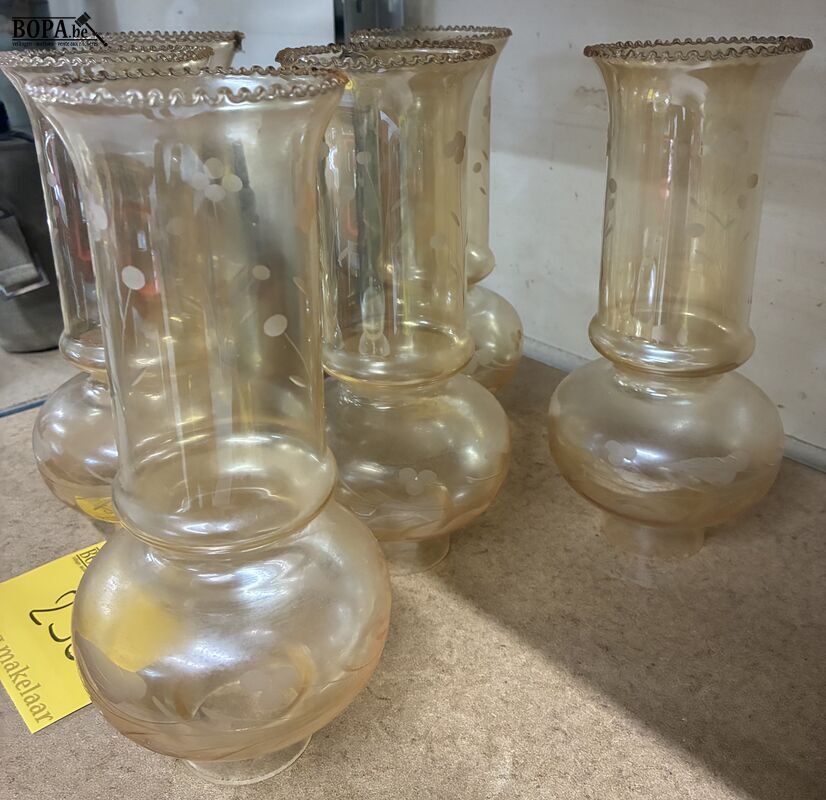 Retro glazen opzetstukken luster - 6 stuks – foto 3 – kavel bij BOPA Auctions, Oekene