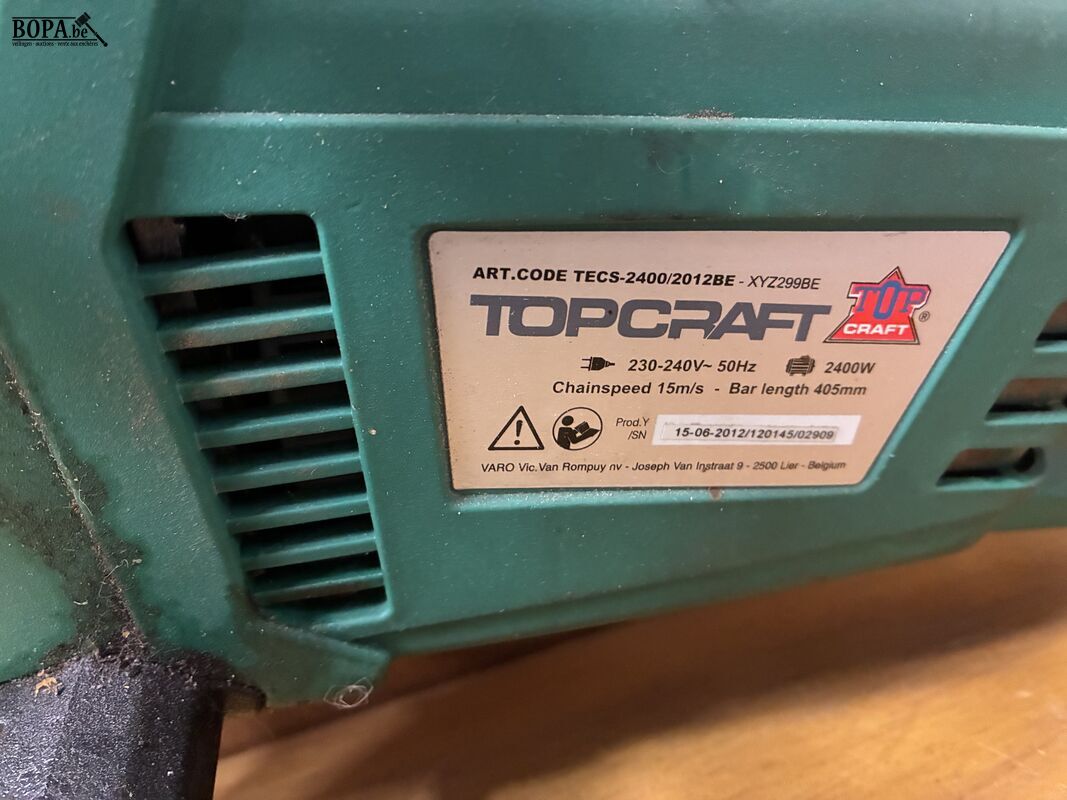 Elektrische kettingzaag Topcraft – foto 3 – kavel bij BOPA Auctions, Oekene