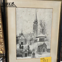 Gedetailleerde zwart-wit pentekening - get – kavel bij BOPA Auctions, Oekene