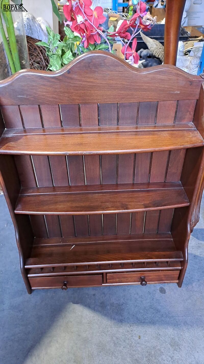 Antieken telefoontafel met lades en antieken houten wandrek – foto 7 – kavel bij BOPA Auctions, Aarsele