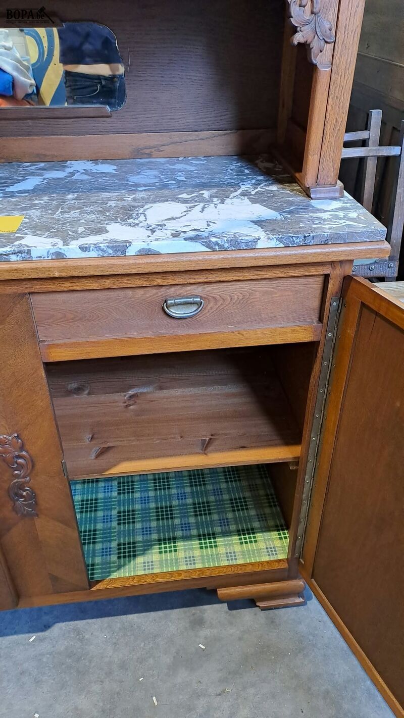Landelijke brocante buffetkast '30 glas in looddeuren en ma – foto 5 – kavel bij BOPA Auctions, Aarsele