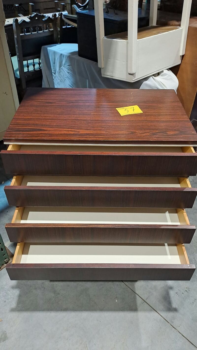 Ladekast van donker houtfineer met 3 lades Mid-Century – foto 3 – kavel bij BOPA Auctions, Aarsele