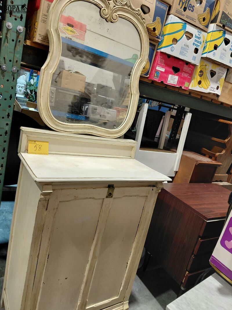 Vintage Wastafelkast met opzet spiegel – foto 2 – kavel bij BOPA Auctions, Aarsele