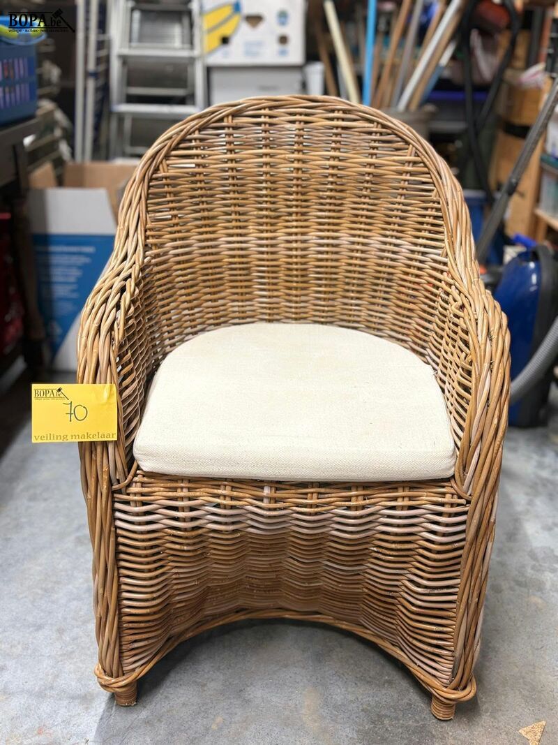 Rotan fauteuils gebogen kuipdesign met kussen - 2 stuks – foto 4 – kavel bij BOPA Auctions, Aarsele