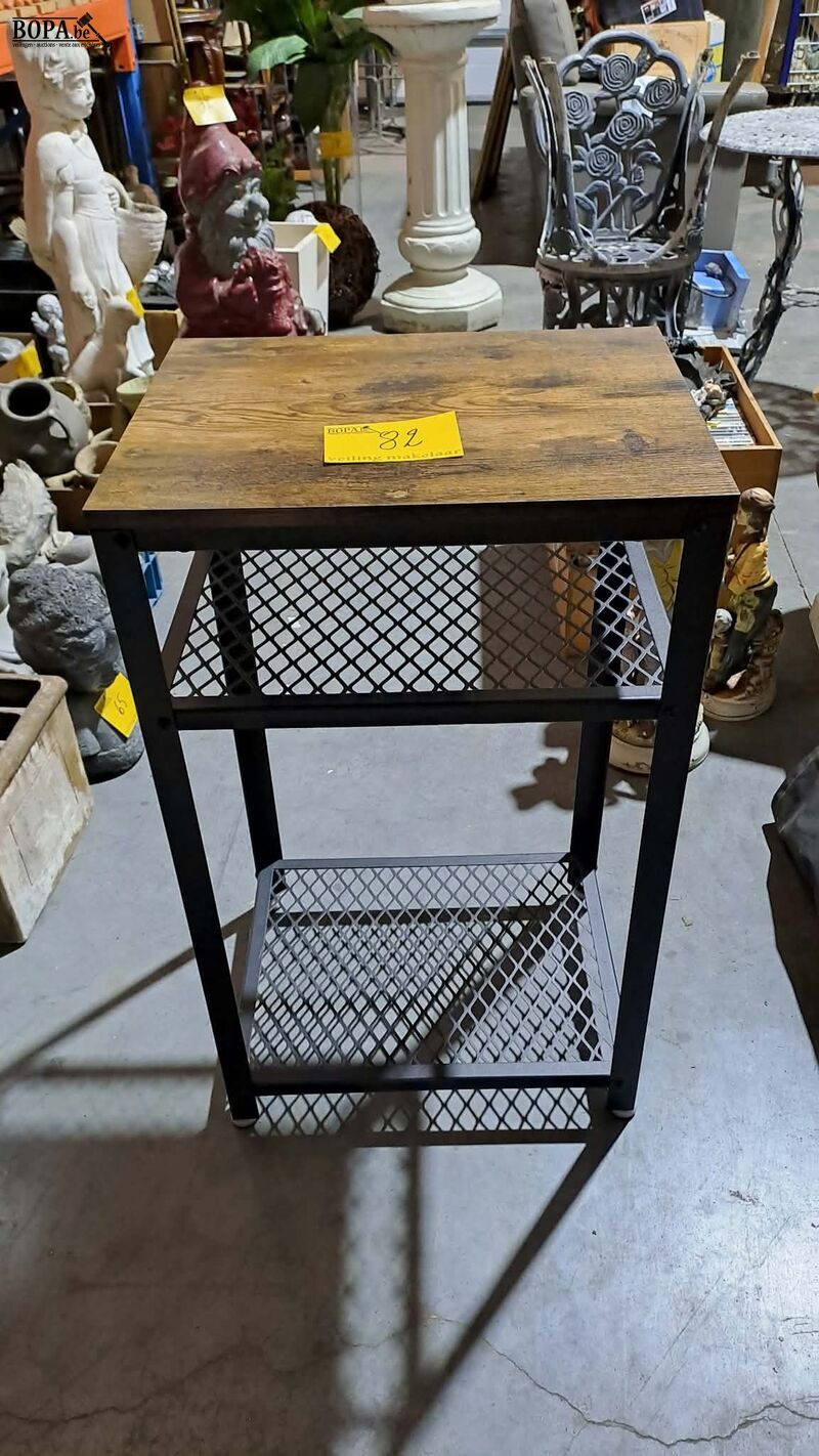 Modern bijzettafel zwart metaal en fineer – foto 2 – kavel bij BOPA Auctions, Aarsele