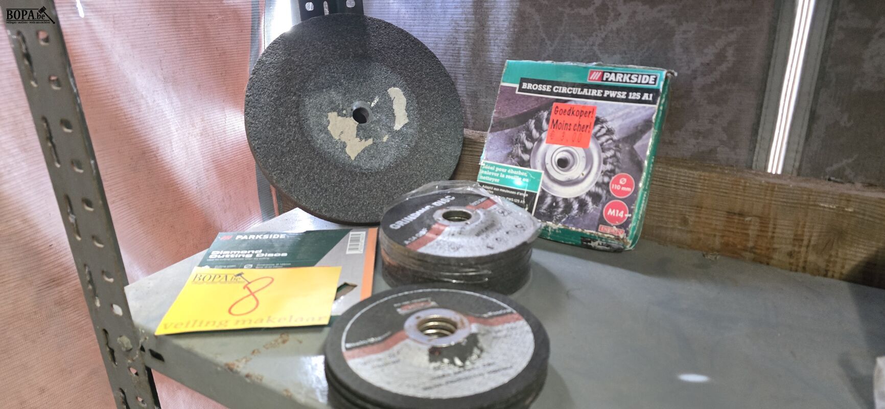 Lot slijpschijven en staalborstel – foto 2 – kavel bij BOPA Auctions, Ieper