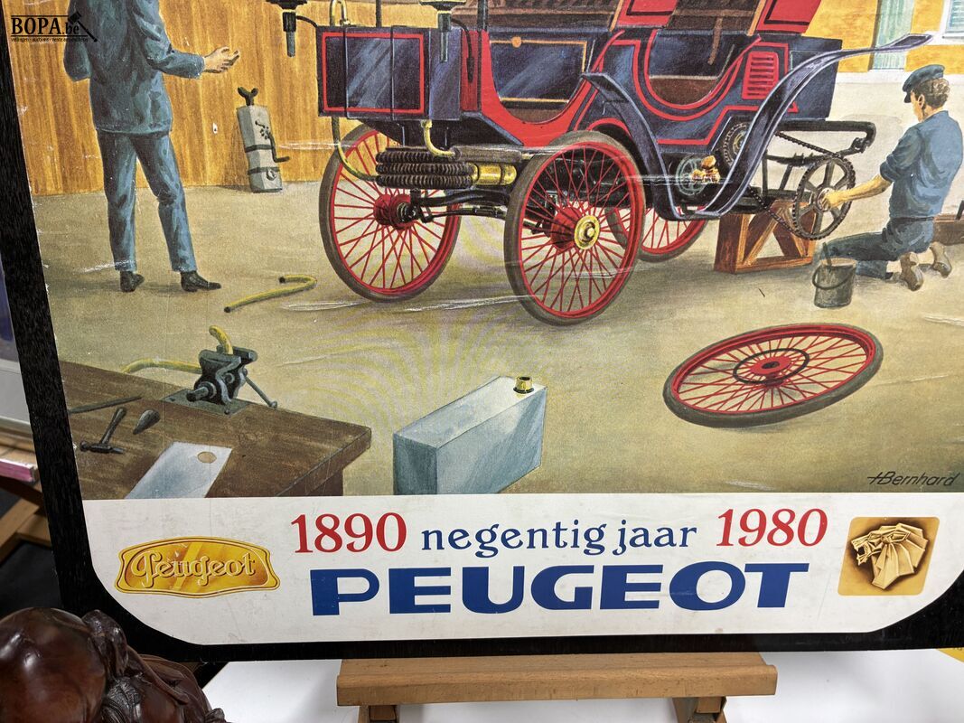 Retro reclame-illustratie Peugeot - get – foto 4 – kavel bij BOPA Auctions, Ieper