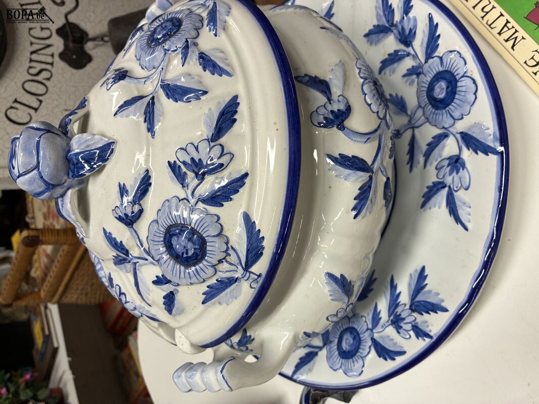 Vintage keramieken soepterrine met schotel – foto 3 – kavel bij BOPA Auctions, Ieper